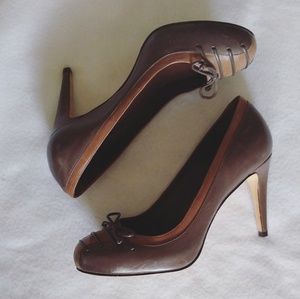 Cole Haan leather nike air pump heels with bow